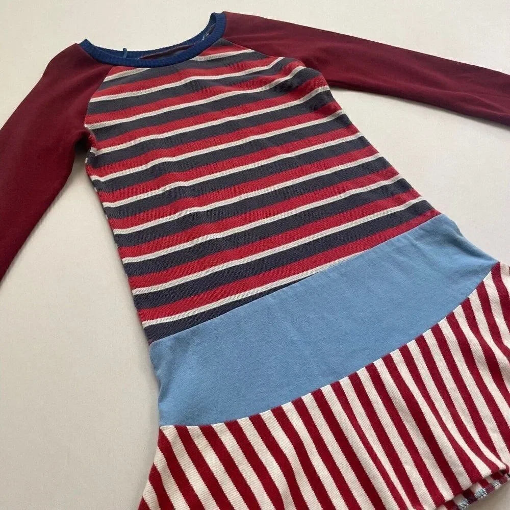 CourtneyCourtney Long Sleeve Girls Red Dress Sz 5/6 Twirl Skirt Upcycled Striped